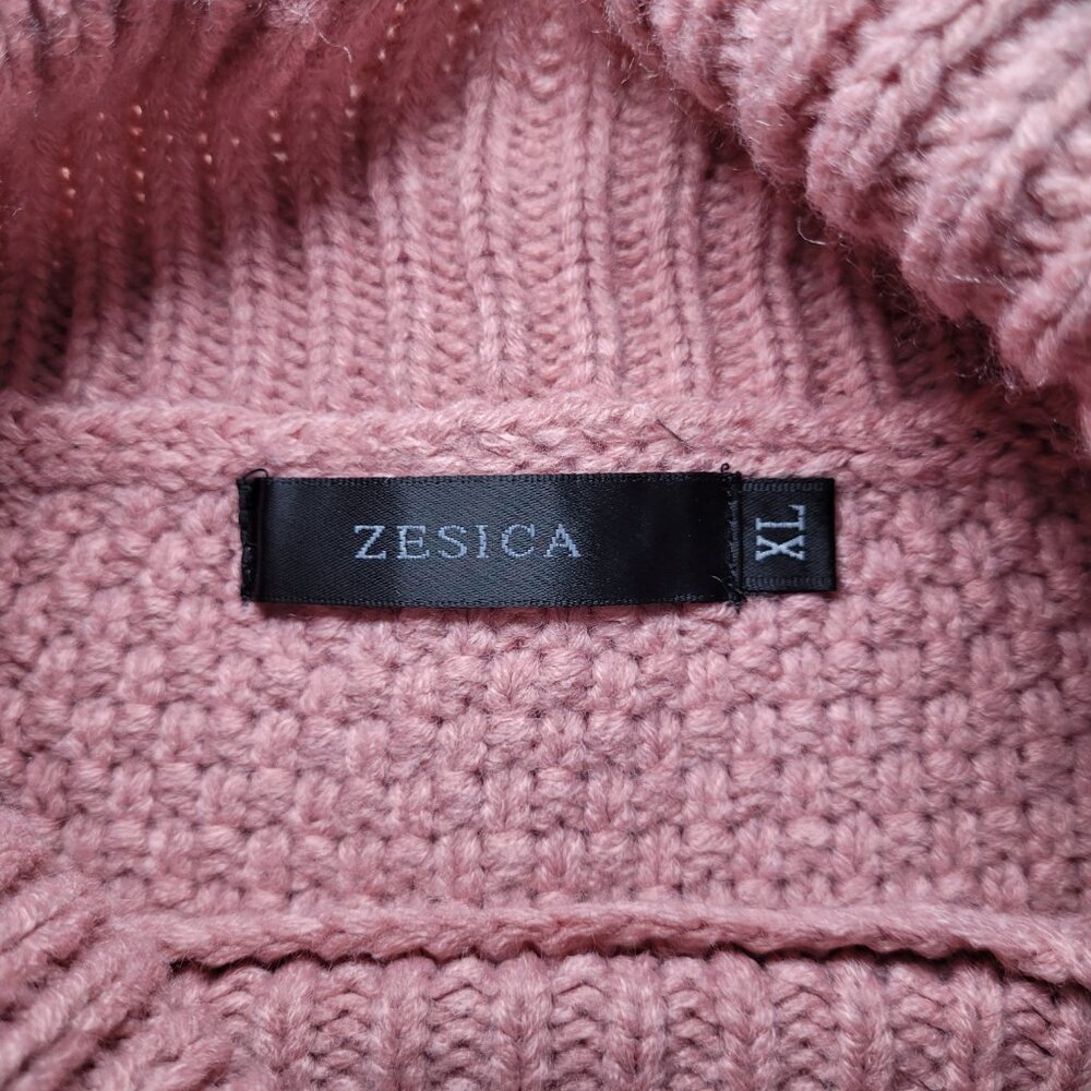 ZESICA Oversized Turtleneck Knit Sweater Dusty Rose Pink Womens Size XL - Picture 7 of 9
